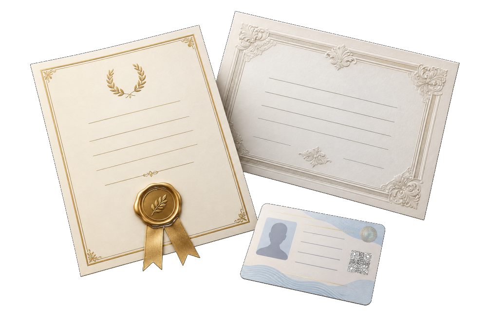 Certificado, diploma e carteira emitidos pela UUCAB